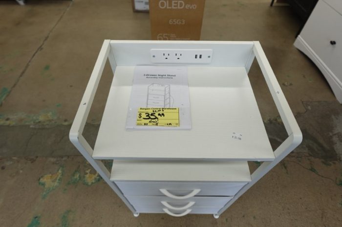 Bestco 3 Drawer Nightstand with Charging Station & LED Light Strip in White - Image 6