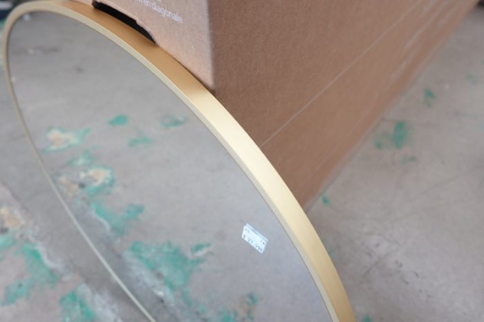 Lumora 24.2"x24.2" Round Bathroom Bedroom Mirror Metal Frame in Gold - Image 3