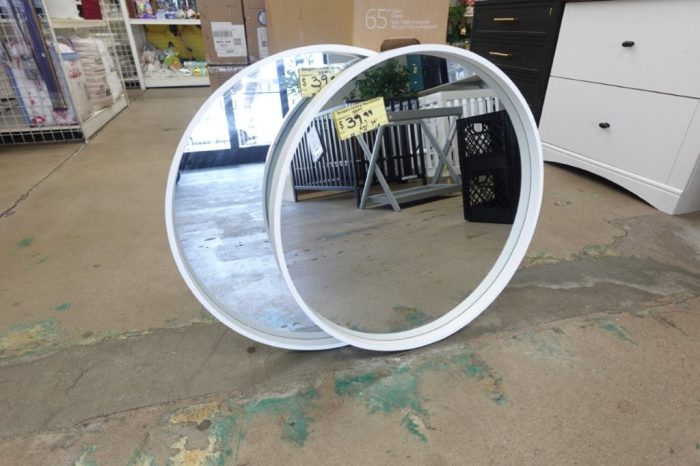 WallBeyond 24" x 24" White Round Bathroom Bedroom Decorative Mirror - Image 2