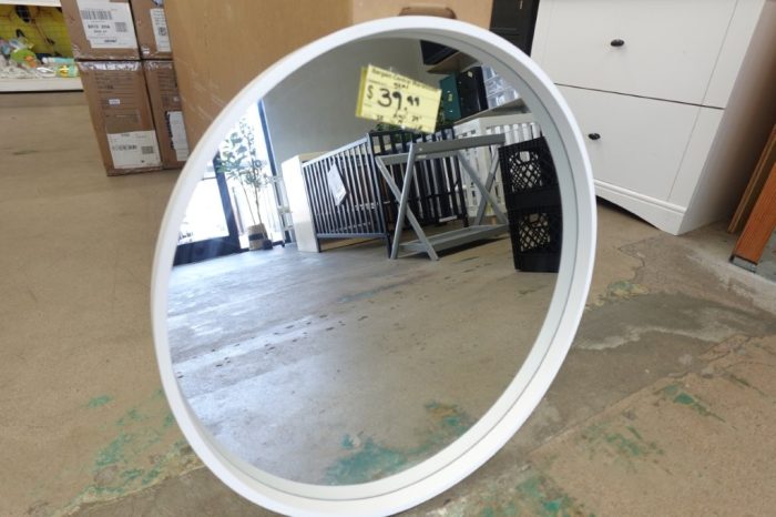 WallBeyond 24" x 24" White Round Bathroom Bedroom Decorative Mirror - Image 3