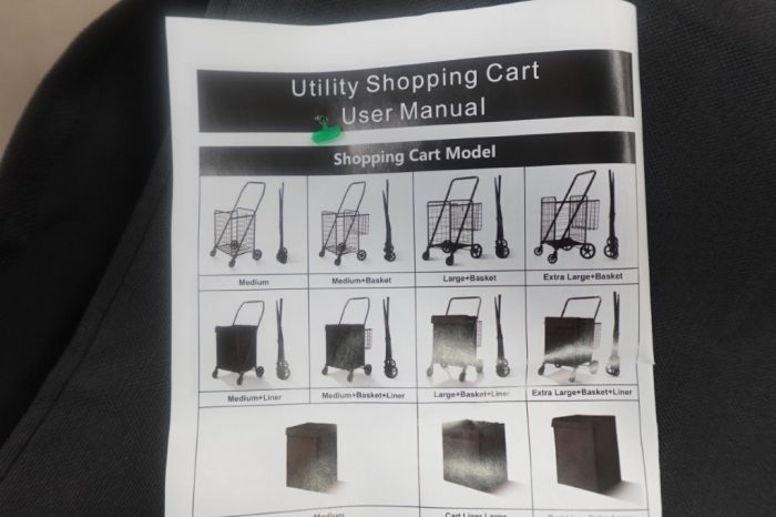 Folding Shopping Cart Grocery Utility Cart with Rolling Swivel Wheels and Bag - Image 10