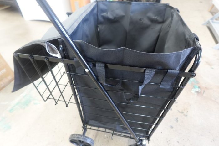 Folding Shopping Cart Grocery Utility Cart with Rolling Swivel Wheels and Bag - Image 6