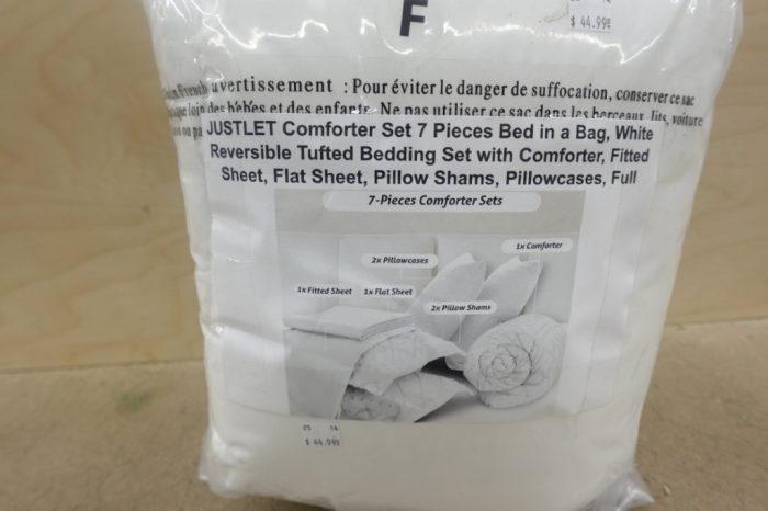 JUSTLET Comforter Set 7 Pieces Bed in a Bag White Reversible Bedding Set - Full - Image 3