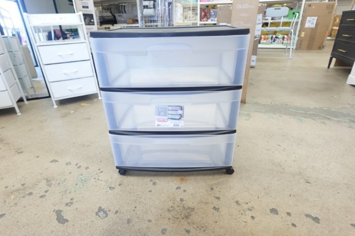 Sterilite Storage 3 Drawer Plastic Storage Cart with Clear Pull Out Drawers - Black - Image 2