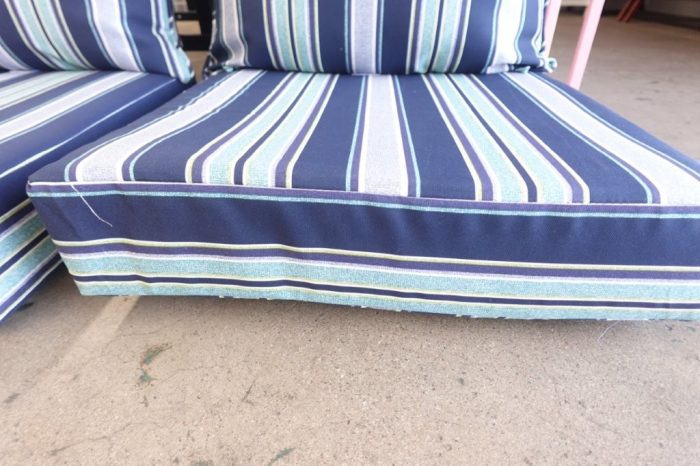 Arden Outdoor Deep Seat Patio Cushion 2 Piece Set in Sapphire Aurora Blue Stripe - Image 5