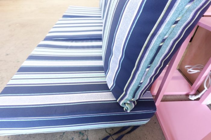 Arden Outdoor Deep Seat Patio Cushion 2 Piece Set in Sapphire Aurora Blue Stripe - Image 3