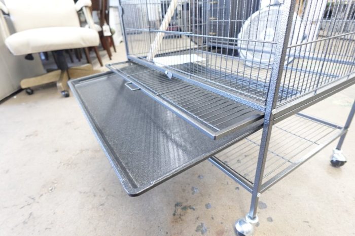 Alden Design Metal 52" Large Rolling Bird Cage with 3 Perches and 4 Feeders - Black - Image 6