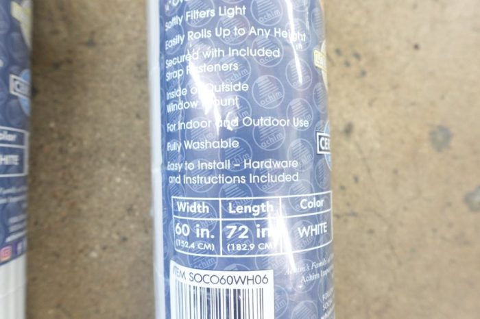 Achim Indoor/Outdoor Cordless White Vinyl Window Roll-Up Blind - 72" L x 72" W - Image 5