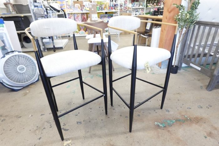 Noble House Boise Fabric and Metal 30 Inch Barstools Set of 2 - Beige Black & Gold - Image 2