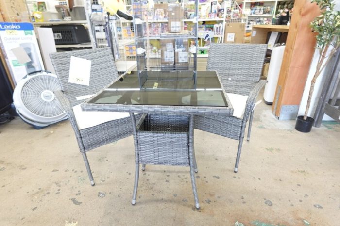 PORKISS 3 Pieces Patio Furniture Set Wicker Outdoor Chairs and Table - Gray - Image 2