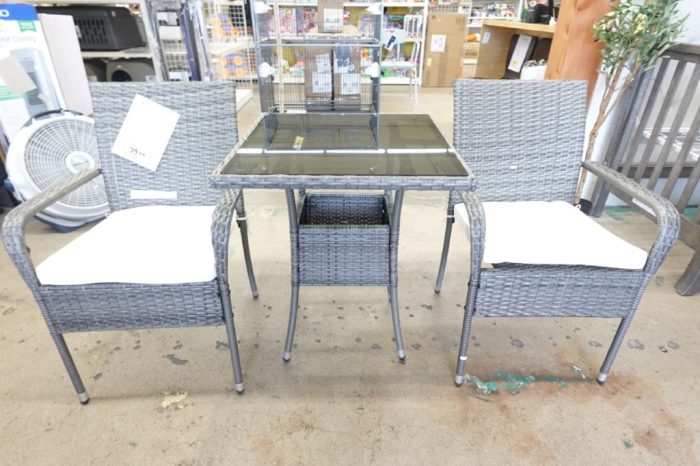 PORKISS 3 Pieces Patio Furniture Set Wicker Outdoor Chairs and Table - Gray - Image 3