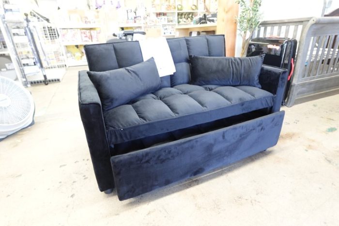 Futon Sofa Bed Modern 3 in 1 Convertible Sleeper Sofa Pull Out Couch - Black - Image 2