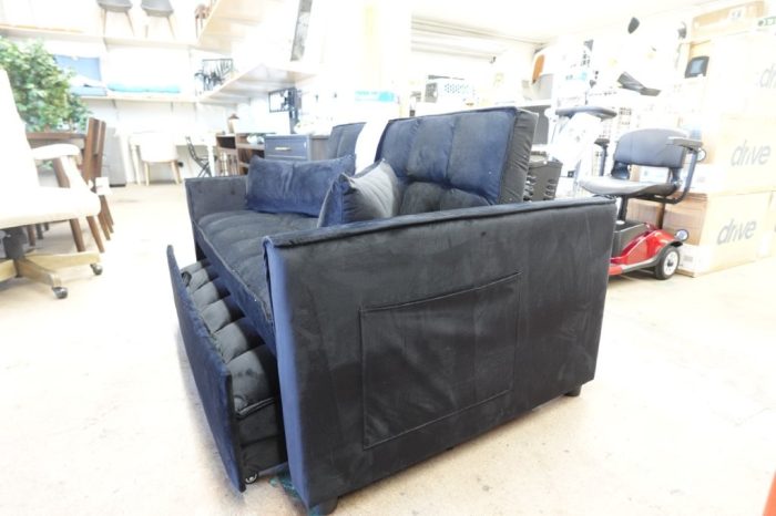 Futon Sofa Bed Modern 3 in 1 Convertible Sleeper Sofa Pull Out Couch - Black - Image 4