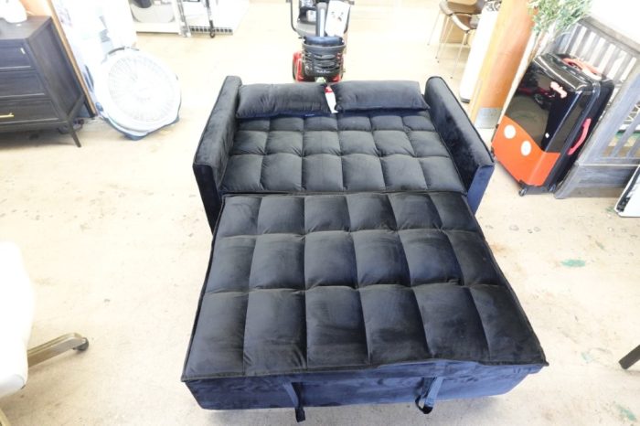 Futon Sofa Bed Modern 3 in 1 Convertible Sleeper Sofa Pull Out Couch - Black - Image 8