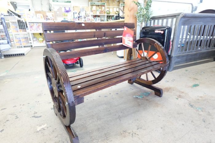 2 Person Wooden Wagon Wheel Bench for Patio, Garden, Outdoor - Brown - Image 2