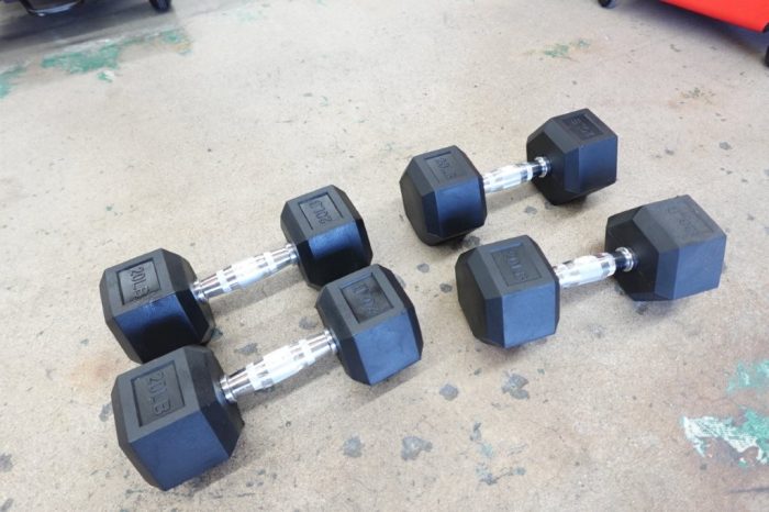 Balance From Rubber Encased Hex Dumbbells 20 Lbs - Black Single Dumbbell - Image 5