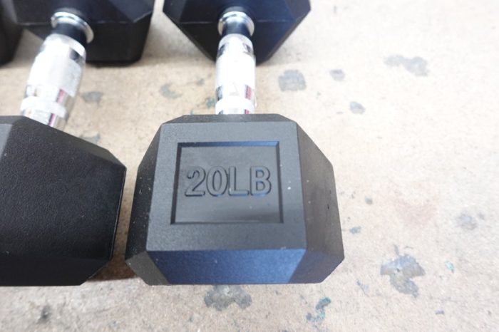 Balance From Rubber Encased Hex Dumbbells 20 Lbs - Black Single Dumbbell - Image 3