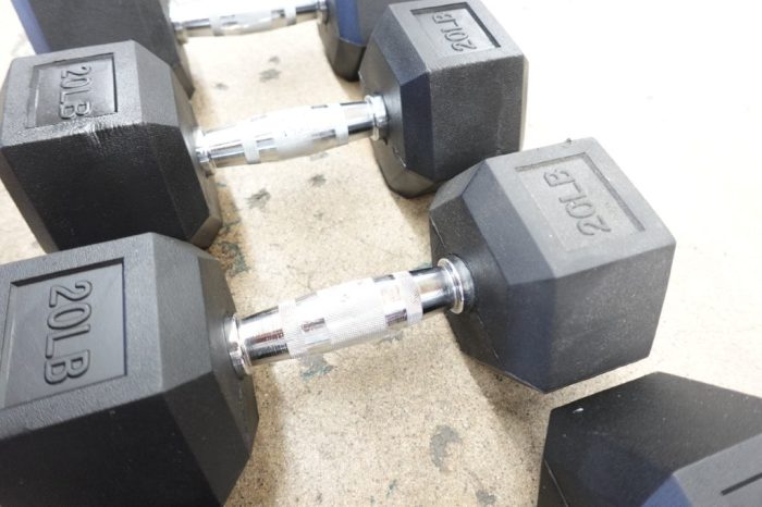 Balance From Rubber Encased Hex Dumbbells 20 Lbs - Black Single Dumbbell - Image 4
