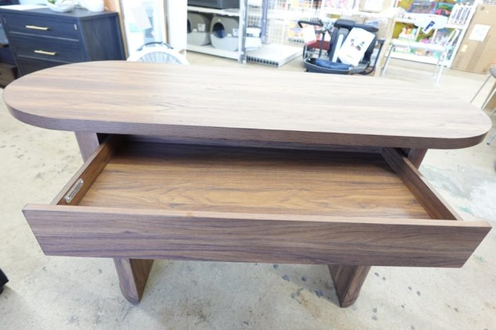 Better Homes & Gardens Juliet Oval Writing Work or Crafting Desk Walnut Finish - Image 3
