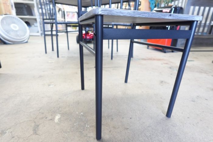 5Piece Indoor Modern Metal Wood Rectangular Dining Table Set w/ 4 Chairs - Gray - Image 7