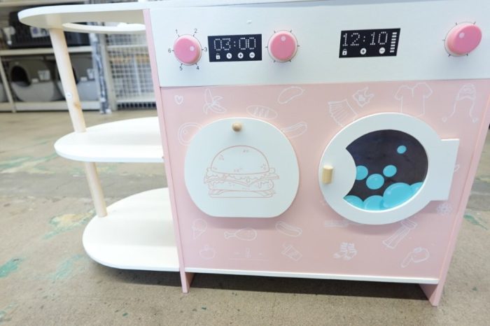Hommow Wooden Kids Pink Kitchen Play Set For Toddlers Ages 3-10 - Image 2