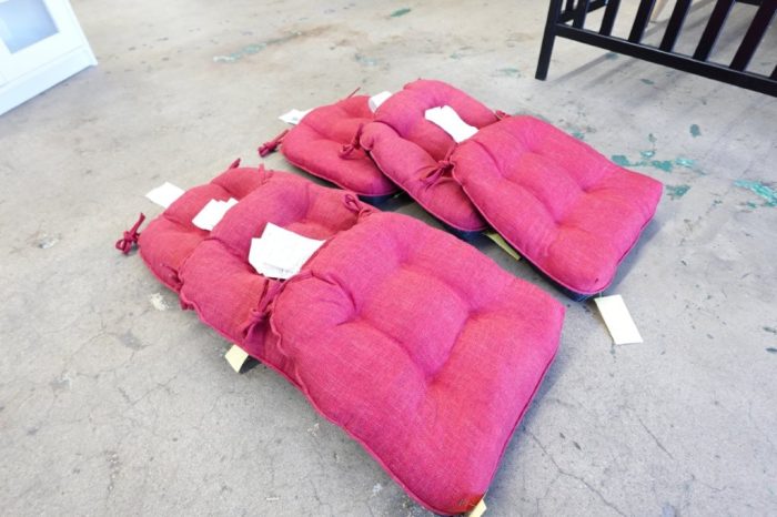 Indoor Chair Cushions Textured Foam Chair Pads with Ties 15.5" x 15.5" x 4" - Red - Image 3