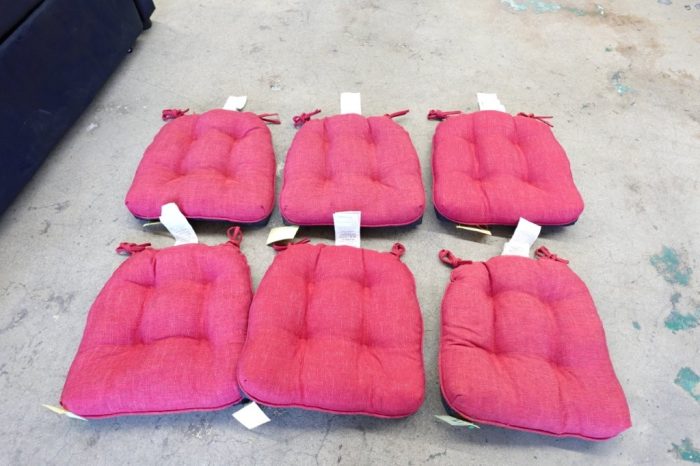 Indoor Chair Cushions Textured Foam Chair Pads with Ties 15.5" x 15.5" x 4" - Red - Image 2