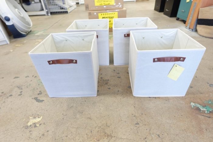 Temary Fabric Storage Cubes Storage Bins with Dual Leather Handles 4 Pack 13x13 - Image 2
