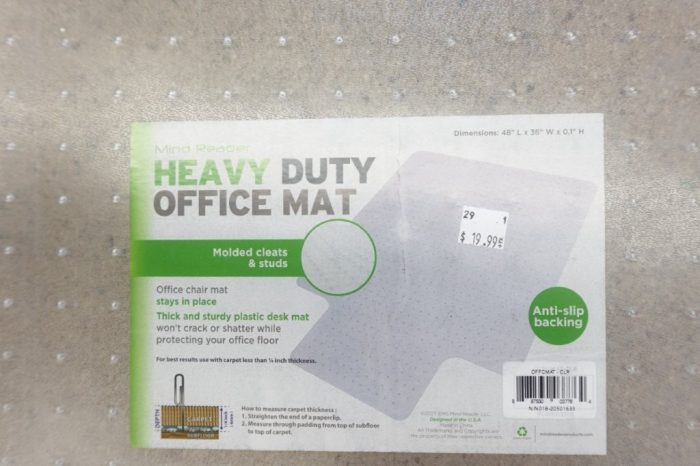Mind Reader Office Chair Transparent Mat Heavy Duty PVC Floor Protector - Clear - Image 3