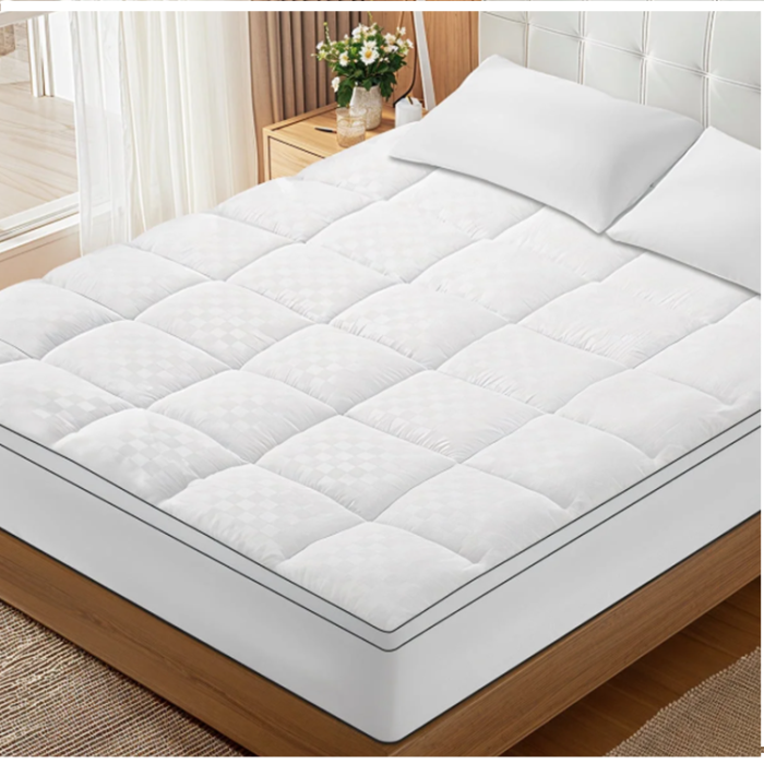 Extra Thick Queen Cooling Mattress Topper Pad Cover With Pocket - White