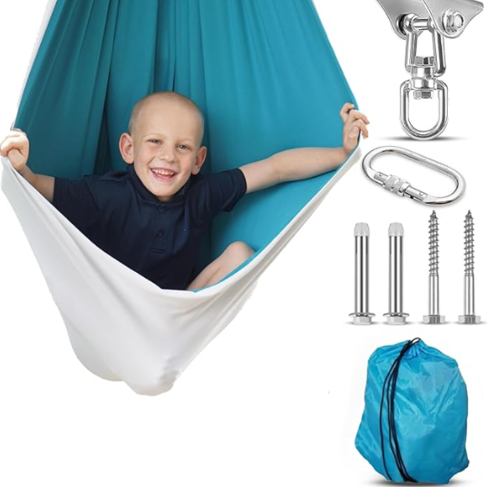 Sensory Swing with 360 Swivel Hardware Indoor Outdoor Hammock in Gray