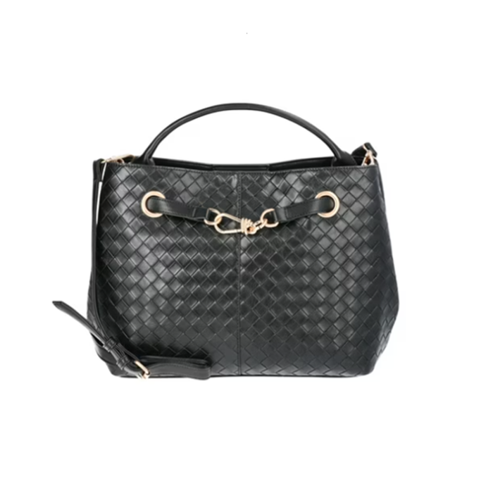 Time and Tru Women's Satchel Bag Handbag Purse With Crossover - Black