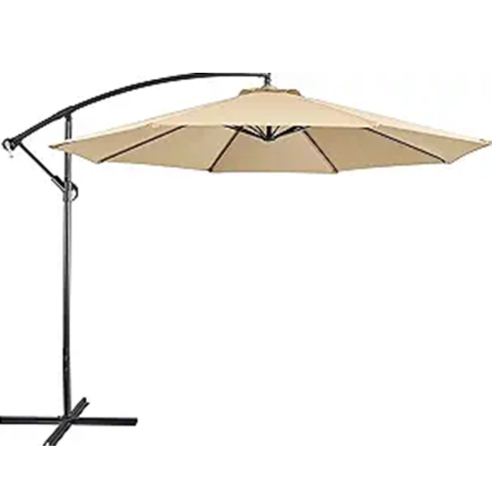 Renwick 10 Ft Patio Offset Outdoor Umbrella with Crank & Cross Base - Tan