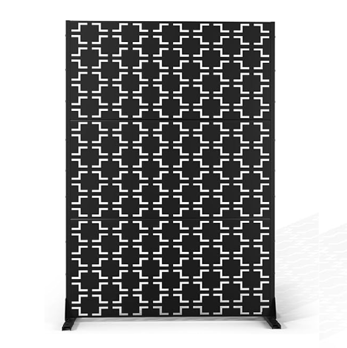 Metal Privacy Screen Outdoor 72" H×47" W Freestanding Decorative Privacy Fence