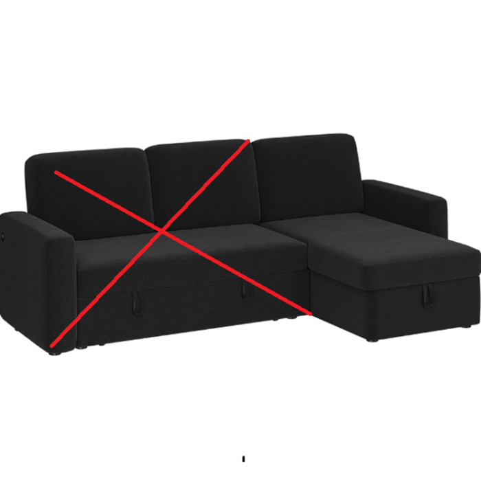 Alden Design Reversible Sectional Sofa for Livingroom - ONLY Black Long Arm Piece