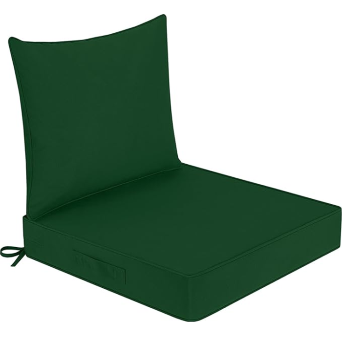 downluxe Outdoor Chair Patio Cushions 24x24 Removable Cover 2 Piece - Green