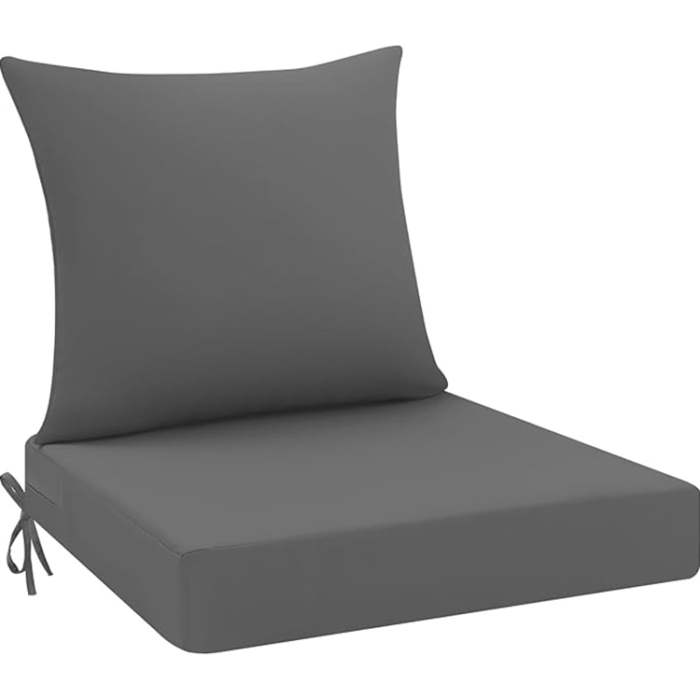 idee-home Outdoor Patio Cushions Seat Waterproof Chair 2 Piece 24 x 24 - Grey