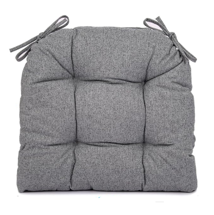 Indoor Room Chair Seat Cushion Pad with Ties 17 x 16 Inch - Dark Grey