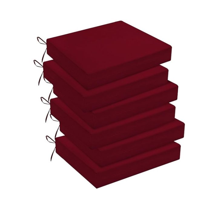 Downluxe Foam Outdoor Square Patio Dining Chair Seat Cushion, 18.5"x16"x3" - Burgundy