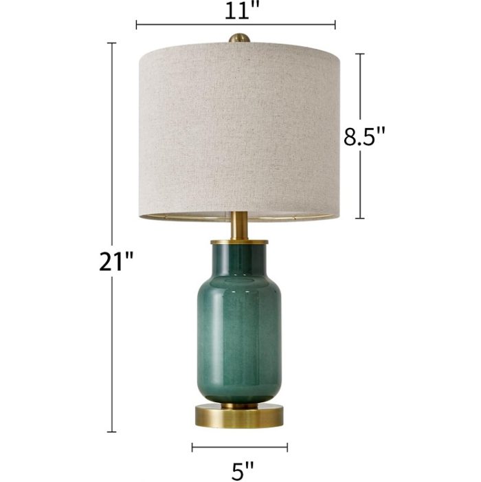 Modern Farmhouse Glass Table Lamp in Blue for Living Room Nightstand