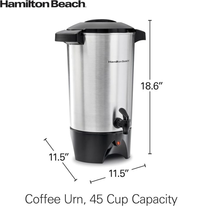 Hamilton Beach 45 Cup Coffee Urn and Hot Beverage Dispenser in Silver