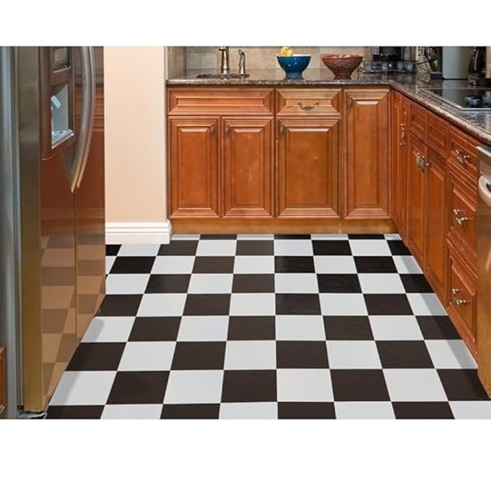45 Sterling Self Adhesive Vinyl Floor Tiles 12"x12" Black and White Pattern - Image 3
