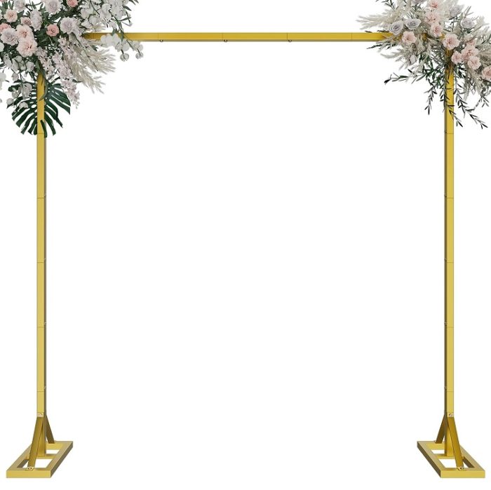 8.2FT Square Adjustable Backdrop Stand Wedding / Balloon Party Arch in Gold