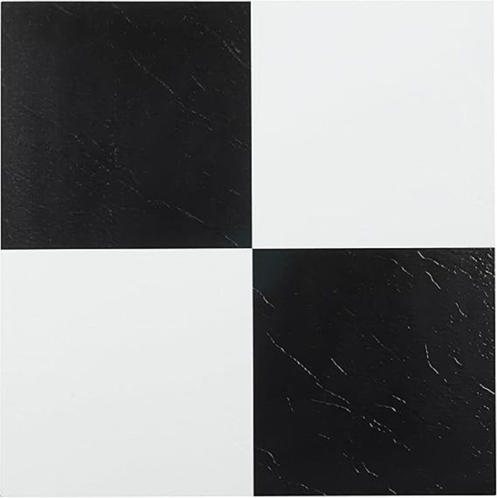 45 Sterling Self Adhesive Vinyl Floor Tiles 12"x12" Black and White Pattern