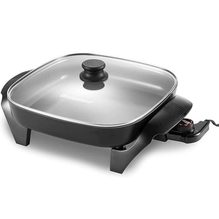 Elite Gourmet 12" Ceramic Electric Skillet PFAS-Free 1200W
