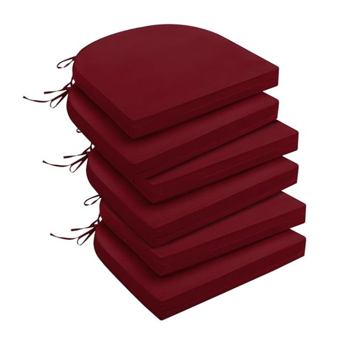 Downluxe Foam Outdoor Patio Dining Chair Seat Cushion, 17"x16"x2" - Burgundy