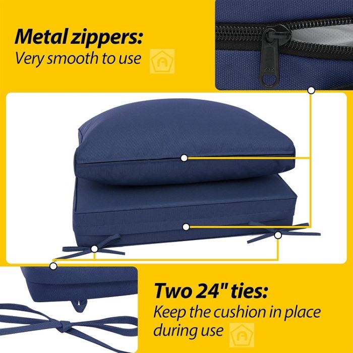 AAAAAcessories Outdoor Deep Seat Patio Furniture Cushions Replacement in Navy Blue - Image 2