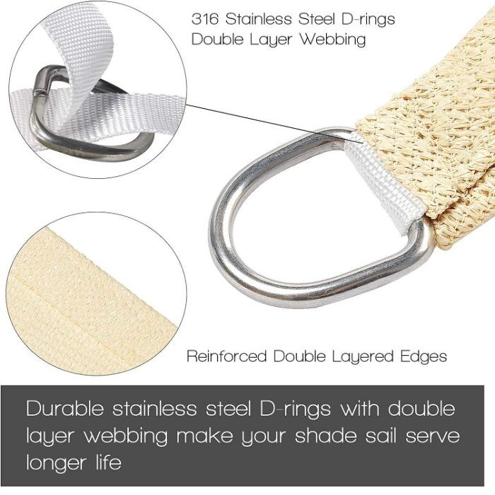 Artpuch Commercial 20'x20'x20' Custom Curved Triangle Sun Shade Sail in Cream - Image 2