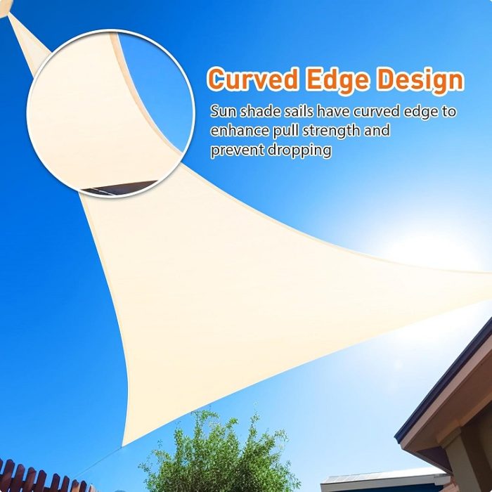 Artpuch Commercial 20'x20'x20' Custom Curved Triangle Sun Shade Sail in Cream