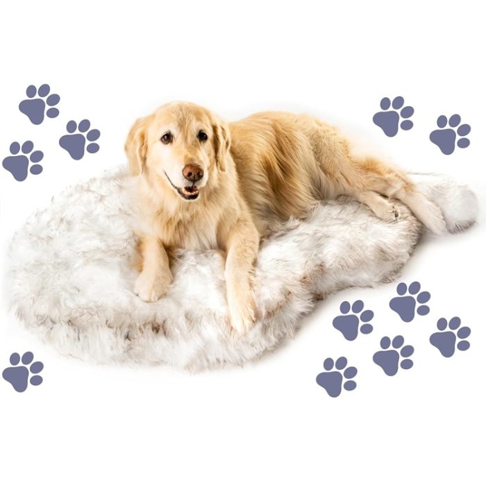 PupRug Orthopedic Dog Bed for Large Dogs with Fluffy Soft Faux Fur